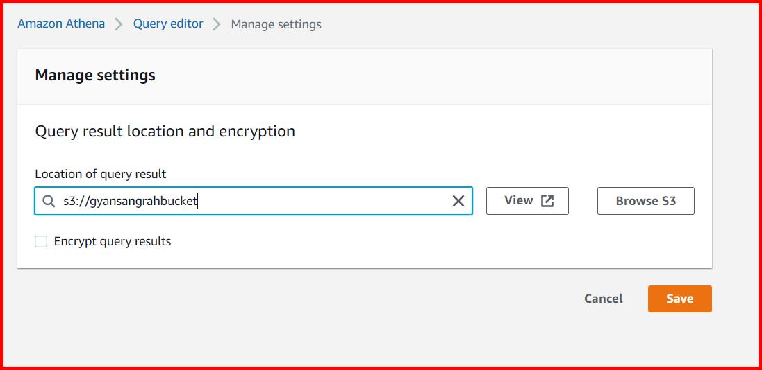 Picture showing specifying the bucket address from which CSV will be read